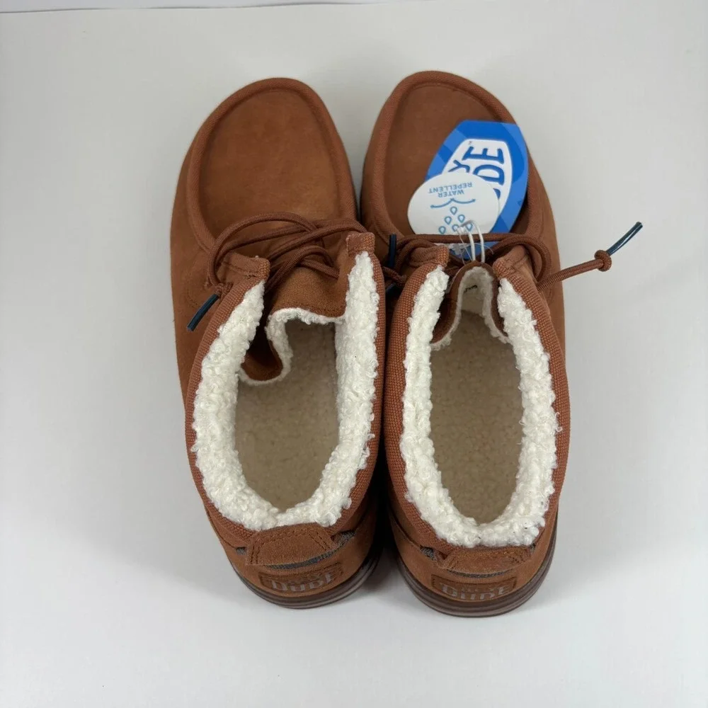 HEYDUDE Wally Mid GripR Warmth Men's‎ 13 Brown Suede Faux-Shearling Chukka Boots
